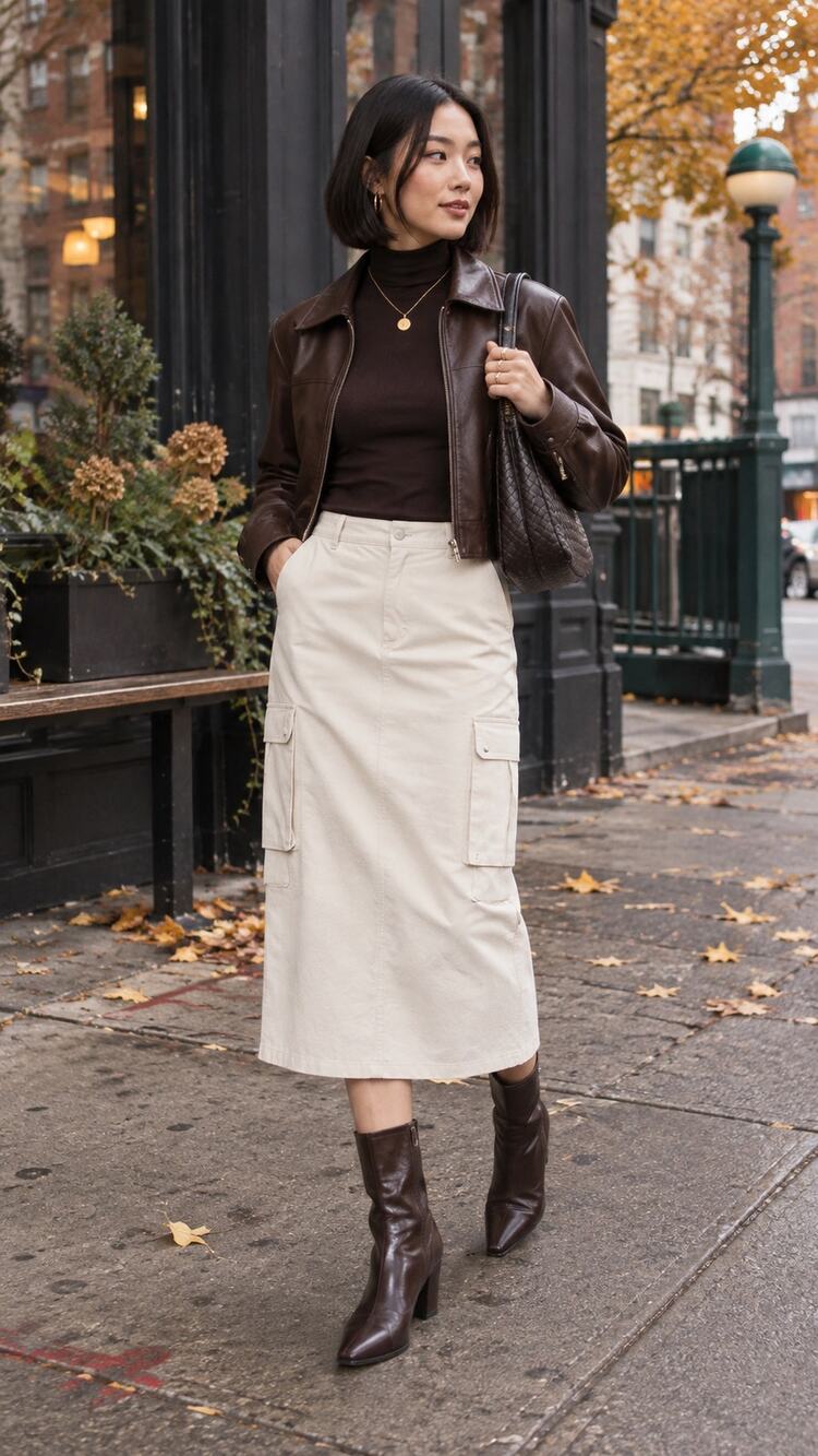 Wild Fable Beige Cargo Midi Skirt XXS Utility Pocket Back Slit